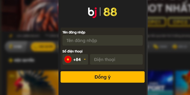 Các Bước Đăng Nhập BJ88 Chi Tiết Cho Tân Bet Thủ Nhập số điện thoại lấy mã xác nhận thiết lập mật khẩu mới